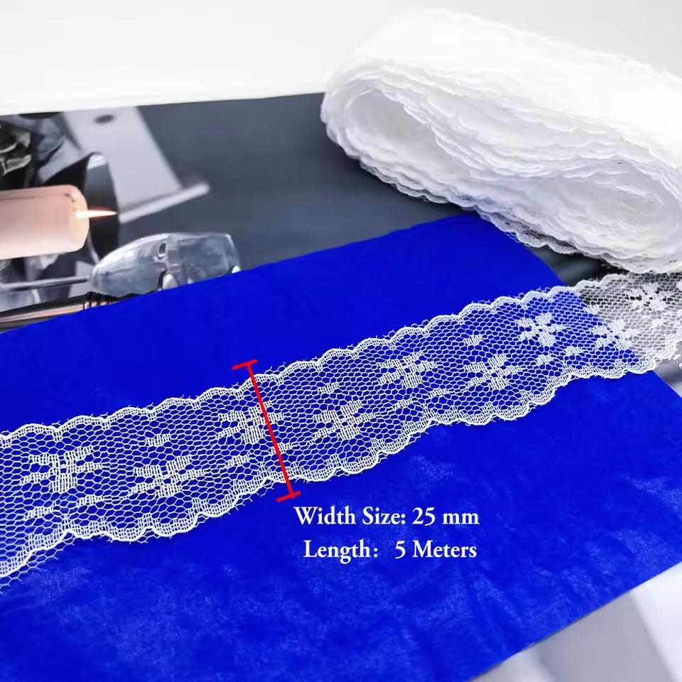 5 Meters White & Black Lace Ribbon Assorted Floral Trims for Gift Wrapping Christmas Wedding Decor DIY Crafts Sewing Accessories