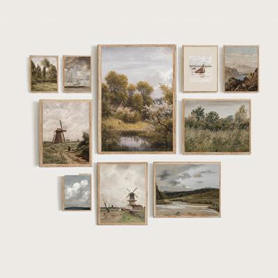 Vintage Gallery Wall Poster Print European Mountain Lake Landscape Canvas Painting Nordic Wall Art Living Room Home Decoration