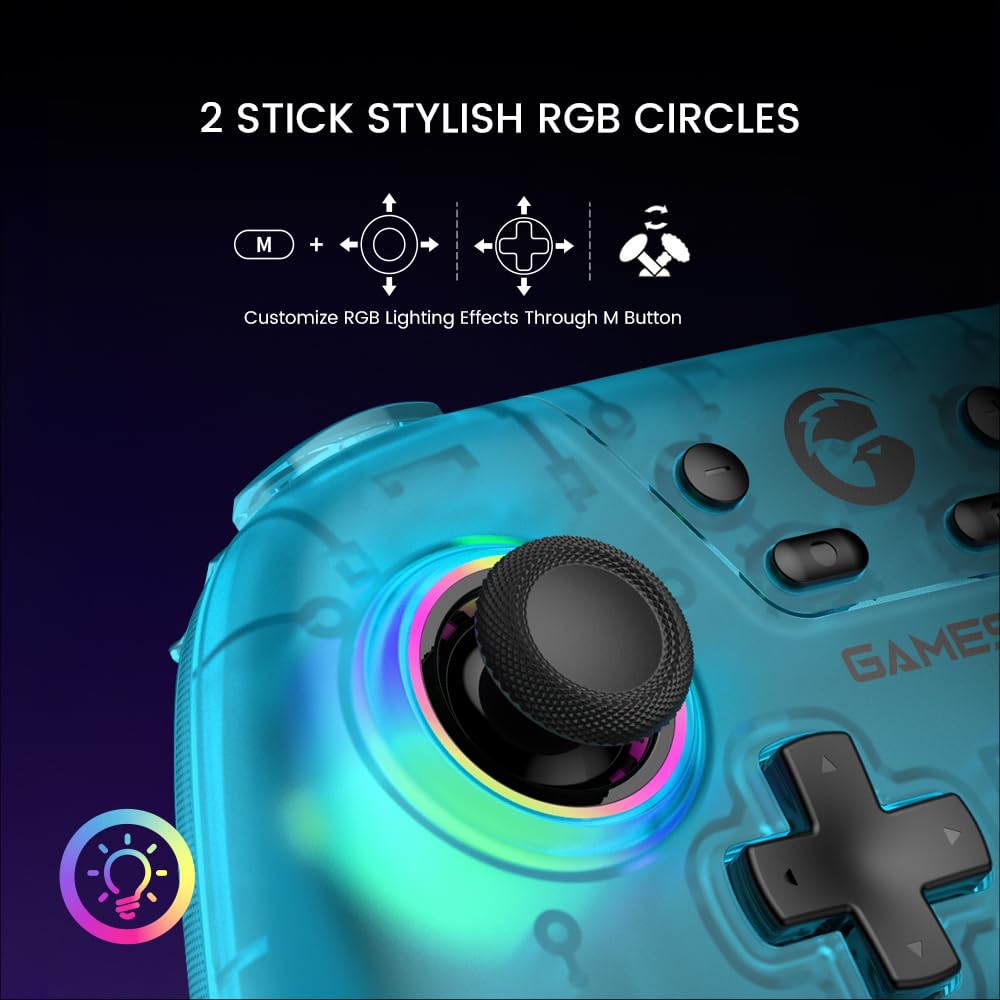 GameSir Nova Switch Pro Sleeve Windows PC Compatible with Android and Wireless Gamepad with Bluetooth and USB Wired Hall Effect LED HD Vibration