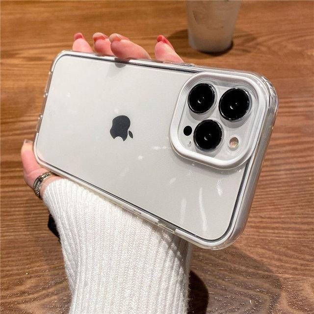 2 In 1 Frame Transparent Acrylic Phone Case For Iphone 13 12 11 Pro Max Xr X Xs Max 14plus Soft Silicone Shockproof Cover Case