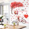 Valentine's Day Red Heart Dwarf Bicycle Living Room Creative Decorative Self-Adhesive Wall Decal