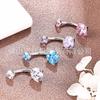 F136 Titanium 4-Prong 5A Cubic Zirconia Navel Ring - G23 Titanium Belly Button Piercing Jewelry