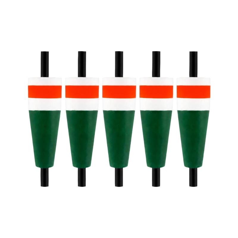 Fishing Bobbers for Nearshore Rock Angling and Coastal Casting, 5-Piece Molded Set with Tapered Shapes and Central Shafts