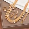 Gold Plated Jewelry Set India Dubai Jewelry Bare Diamond Zircon Necklace Bracelet Ring Earrings Set