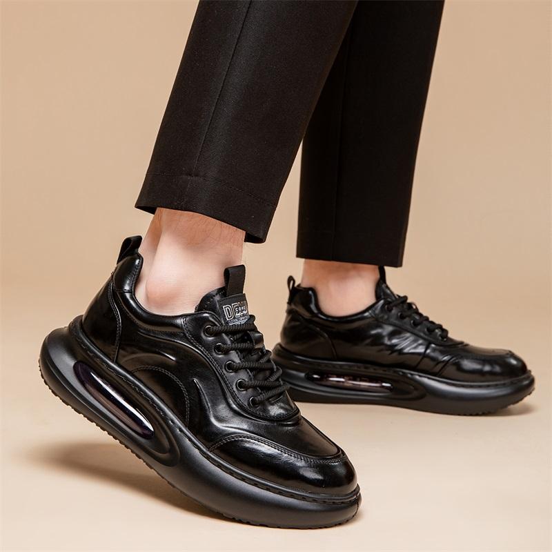 Fashion Genuine leather men's sports shoes Thick bottom comfortable casual versatile style Black Brown outdoor youth shoes High Quality