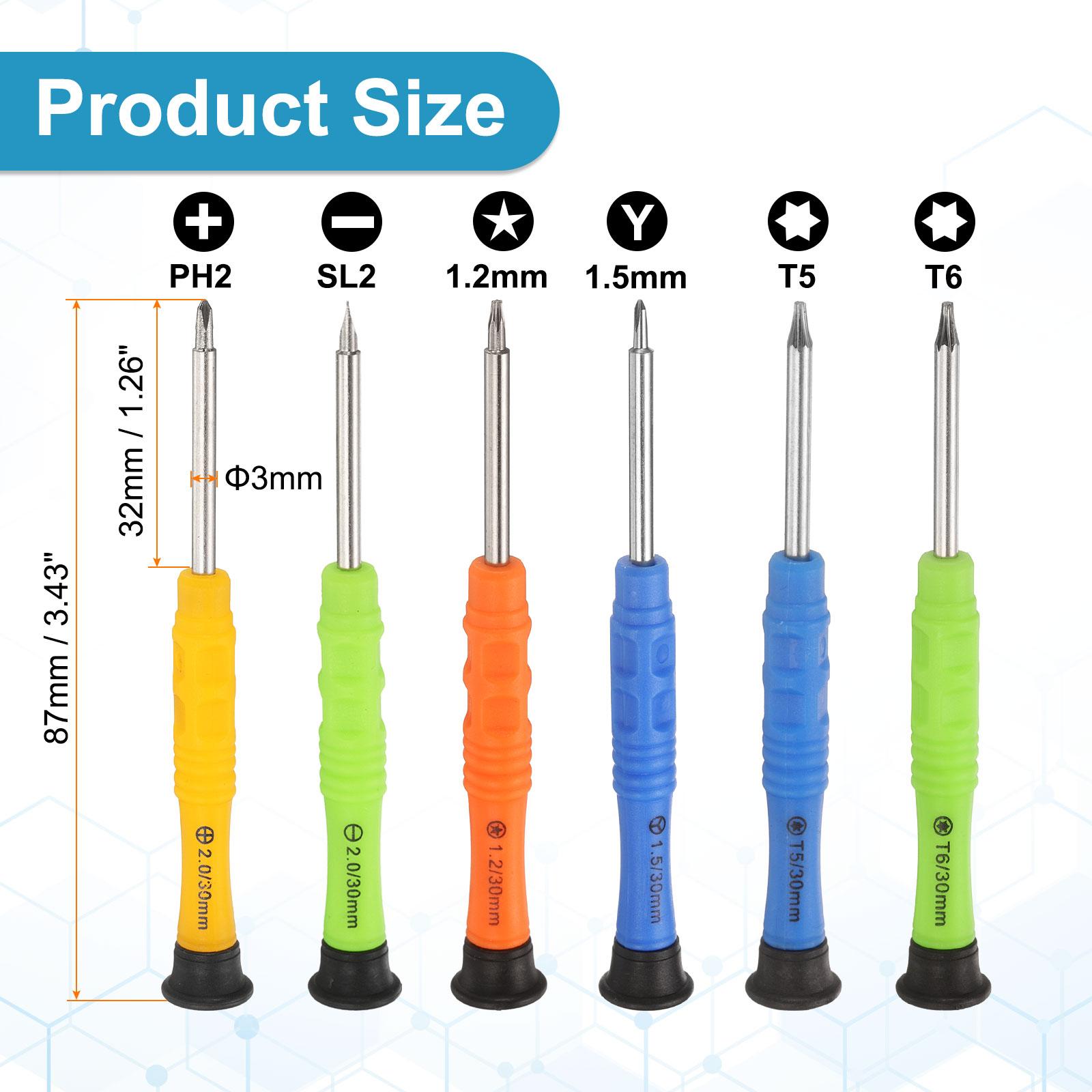 

6pcs Mini Screwdriver Set 6 Size Phillips/Slotted/Torx/Five Star/Y-type Screwdriver Head Repair Tool Kit for Small Appliances