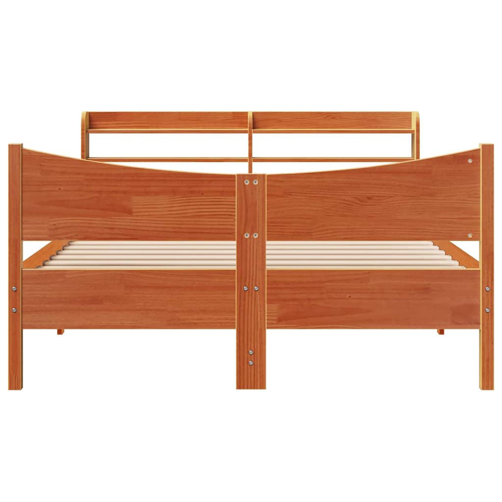 Solid Wood Bed with Headboard Wax Brown 150 x 200 cm Pine