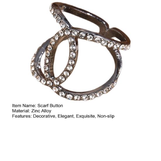 Yousheng Scarf Ring Clip Exquisite Scarf Slides Buckle with Rhinestones Multi-use Round Circle Clip Buckle for Women Scarves Neckties Bag Charms