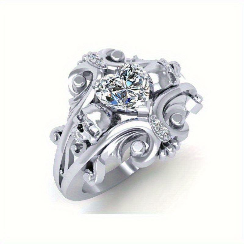 1Pc Fashion Skull Fashion Ring with Synthetic Zirconia
