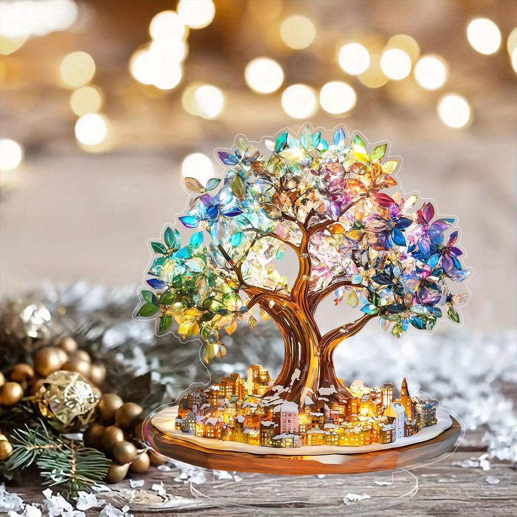 Renkli Ağaç Masaüstü Süsü Akrilik Tabela Dekoru 2D Düz Yenilikçi Parti Malzemeleri Masa Orta Parçası