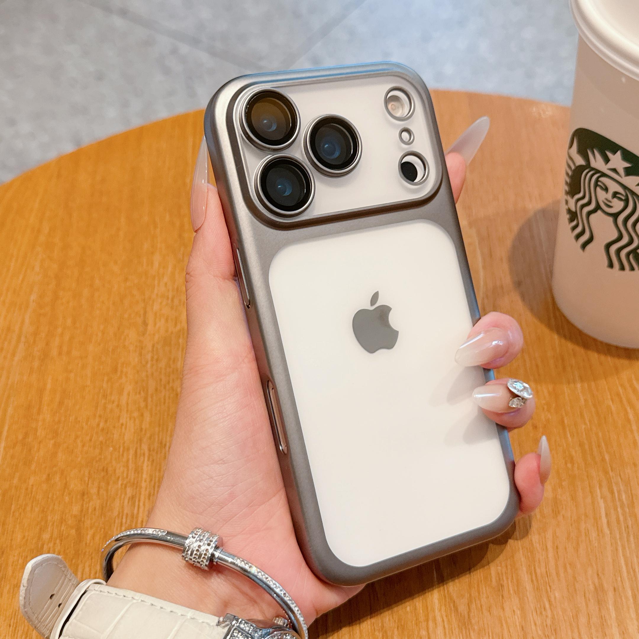 

New Transparent Phone Case For iPhone 17 Pro Max 17Air Plating Frame Lens Film Protection Anti-fall Hard Clear Cover iPhone17 Pro серый