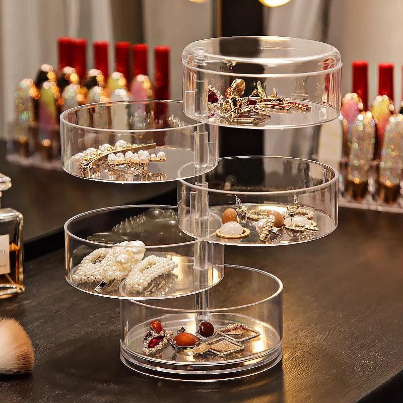Multi-layer Transparent Rotating Jewelry Storage Box Jewelry Storage Box Hair Rope Hair Ring Hairpin Jewelry Display Stand