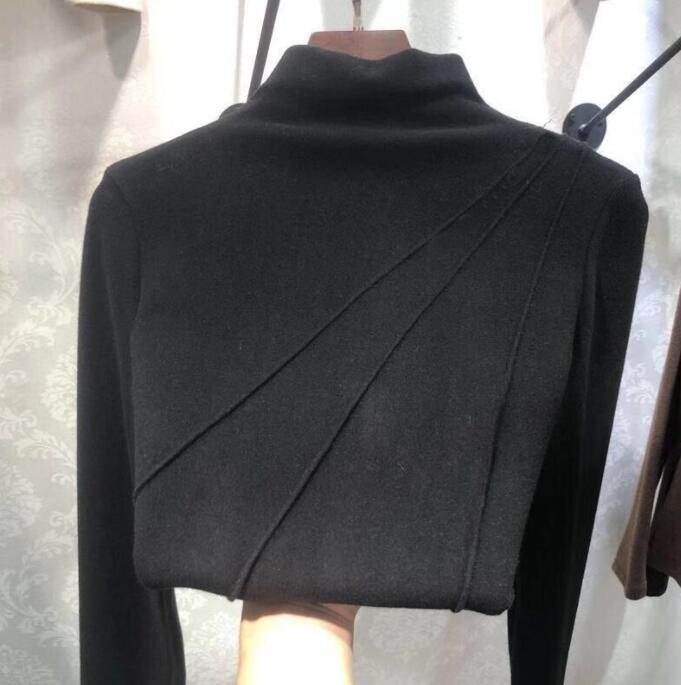 Женская зимняя теплая водолазка, пуловеры, толстая бархатная рубашка для женщин, осенне-зимняя одежда, бархатная теплая блузка XXXXL чёрный