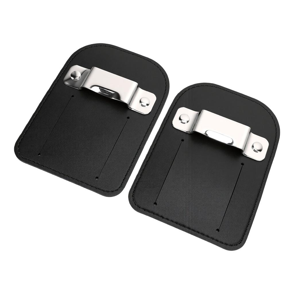 2pcs Black PU Leather Tape Measure Holder Drill Holder Belt Clip with Buckle for Woodworking Construction Electrician