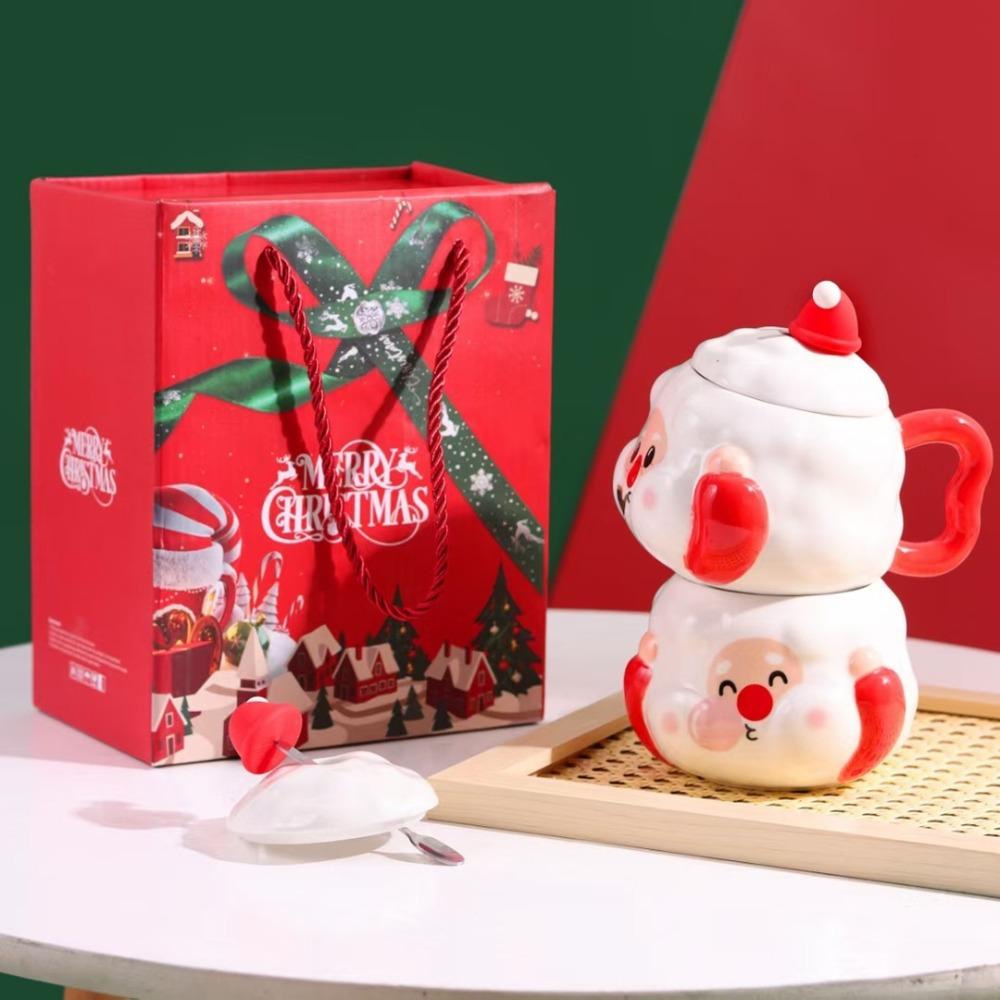 Creative Cartoon Santa Claus Ceramic Cup Christmas Cup Creative Mug Christmas Coffee Cup Gift Cup Set