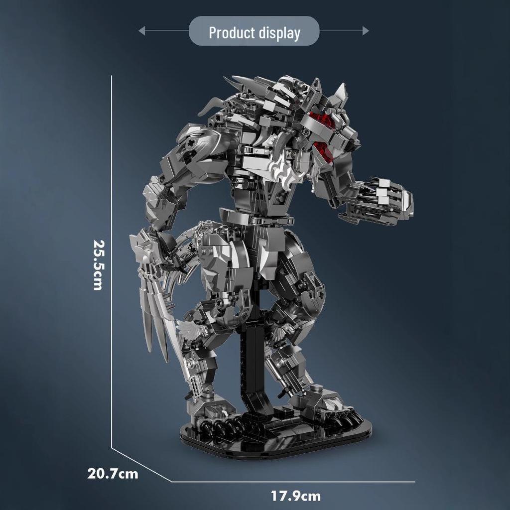 Midnight Werewolf Mecha Model: High-Difficulty Halloween Building Block Set
