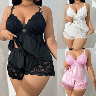 Large Size Lace Sexy Pajamas Two-piece Set Sexy Suspender Shorts Set Pure Loungewear