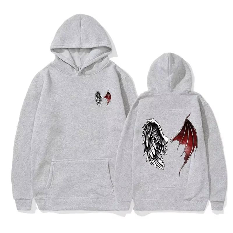 Amerikanischer Luziferflügel-Pullover-Hoodie mit Teufels- und Engelsflügeln, Himmel- und Höllenmotiv, Damen-Kapuzenpullover, Sport-Sweatshirt
