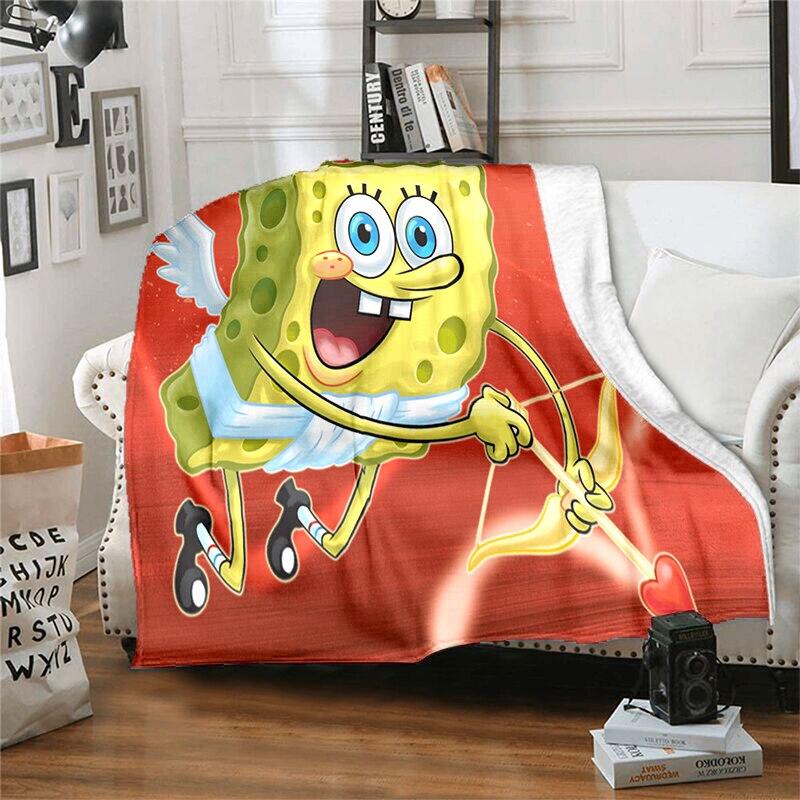 CartoonS-Spongebob Morbido Peluche Divano Letto Coperta da Lancio Cartoon Coperte da Picnic Moderna Coperta in Flanella Coperta Stampata Regalo
