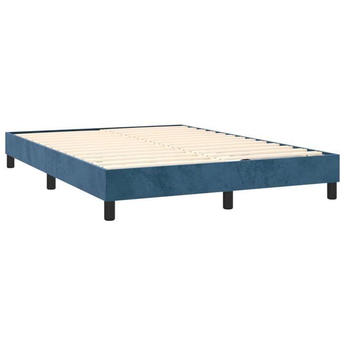 Maison Exclusive - Sommier à lattes de lit et matelas Bleu foncé 140x200cm Velours