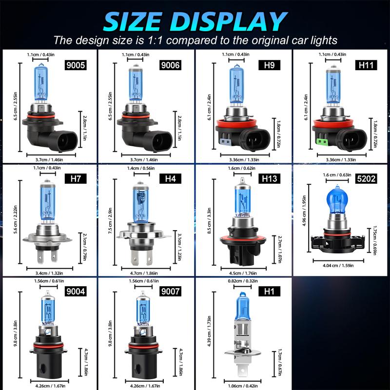 Super Bright Halogen Bulbs H1 H4 H7 H11 H9 9005 HB3 9006 HB4 9008 9012 100W 6000K Headlight 12V Fog Lights 880 5202 Driving Lamp