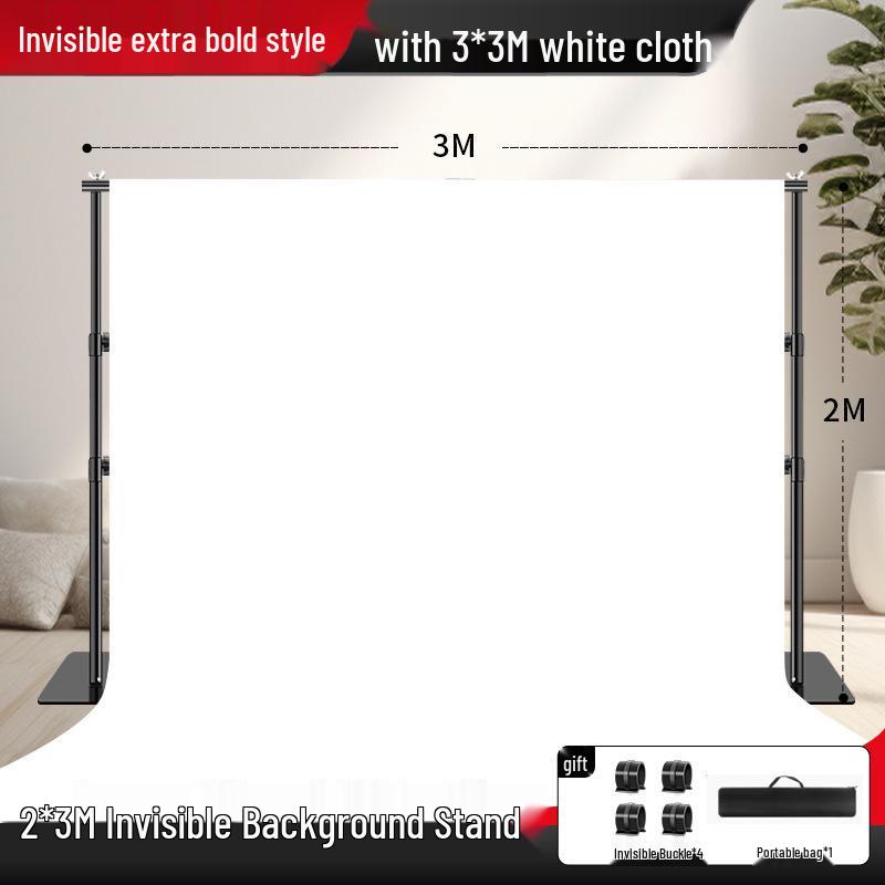 2x3 Meter Photography Background Stand with Black Light-Absorbing Cloth, Studio Props, and White Cloth for Shooting