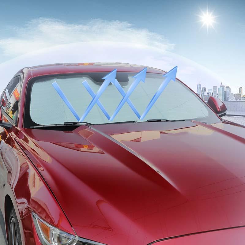 Bil Frontrute Solskjerm Vindusskjerm Sammenleggbar Solskjerm Deksel Passer til Ford Mustang 2015 og oppover Biltilbehør