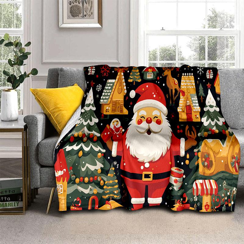 Cartoon Santa Claus Merry Christmas Snowman New Year Gift Soft Flannel Blanket for Beds Bedroom Sofa,Throw Blanket for Cover