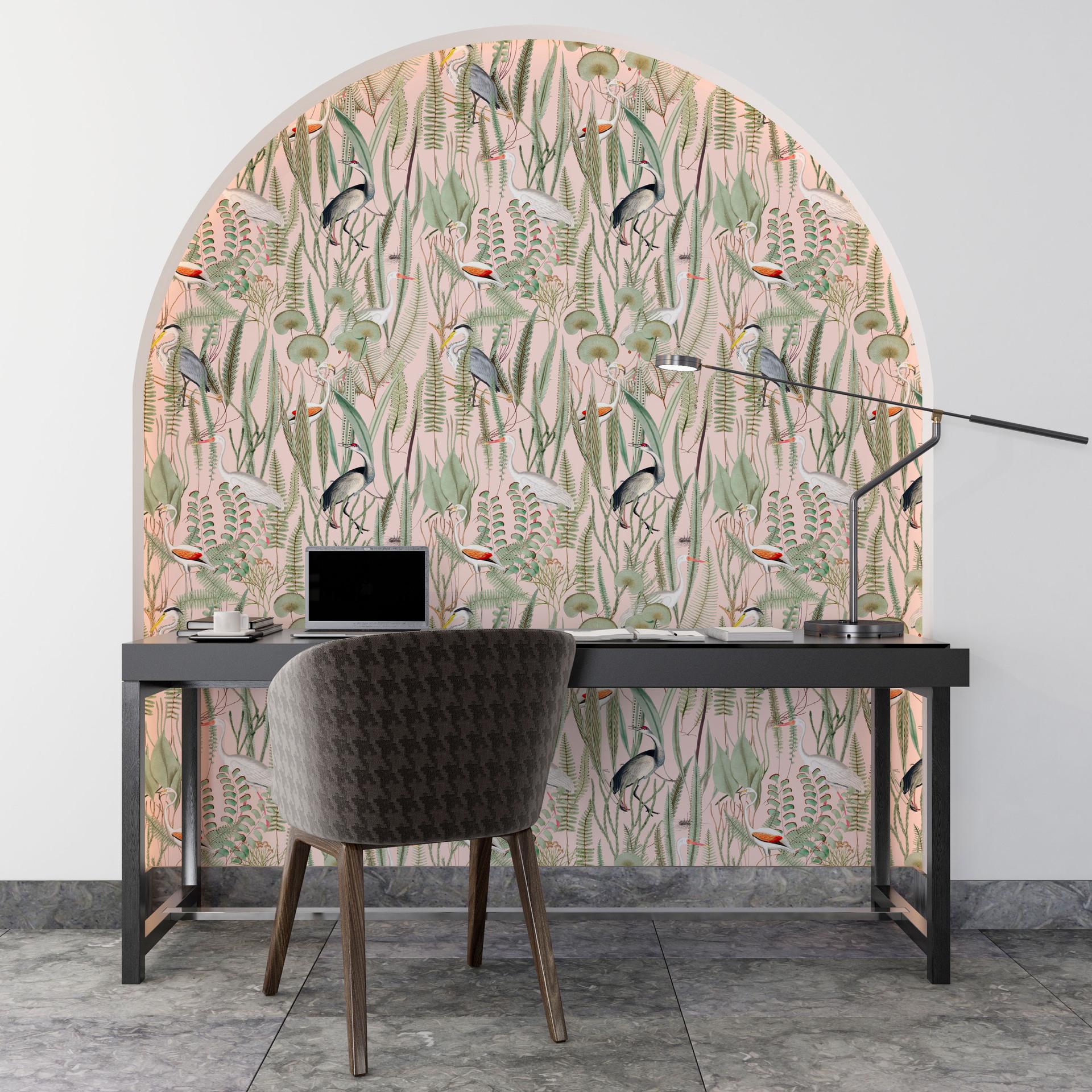 

Зеленый Растение Цапля Тема Отклеивающиеся Обои, Самоклеящиеся Обои для Украшения Стен Ванной Комнаты, Водонепроницаемые, Легко Клеить 2mx45cm(78.7x17.7in)