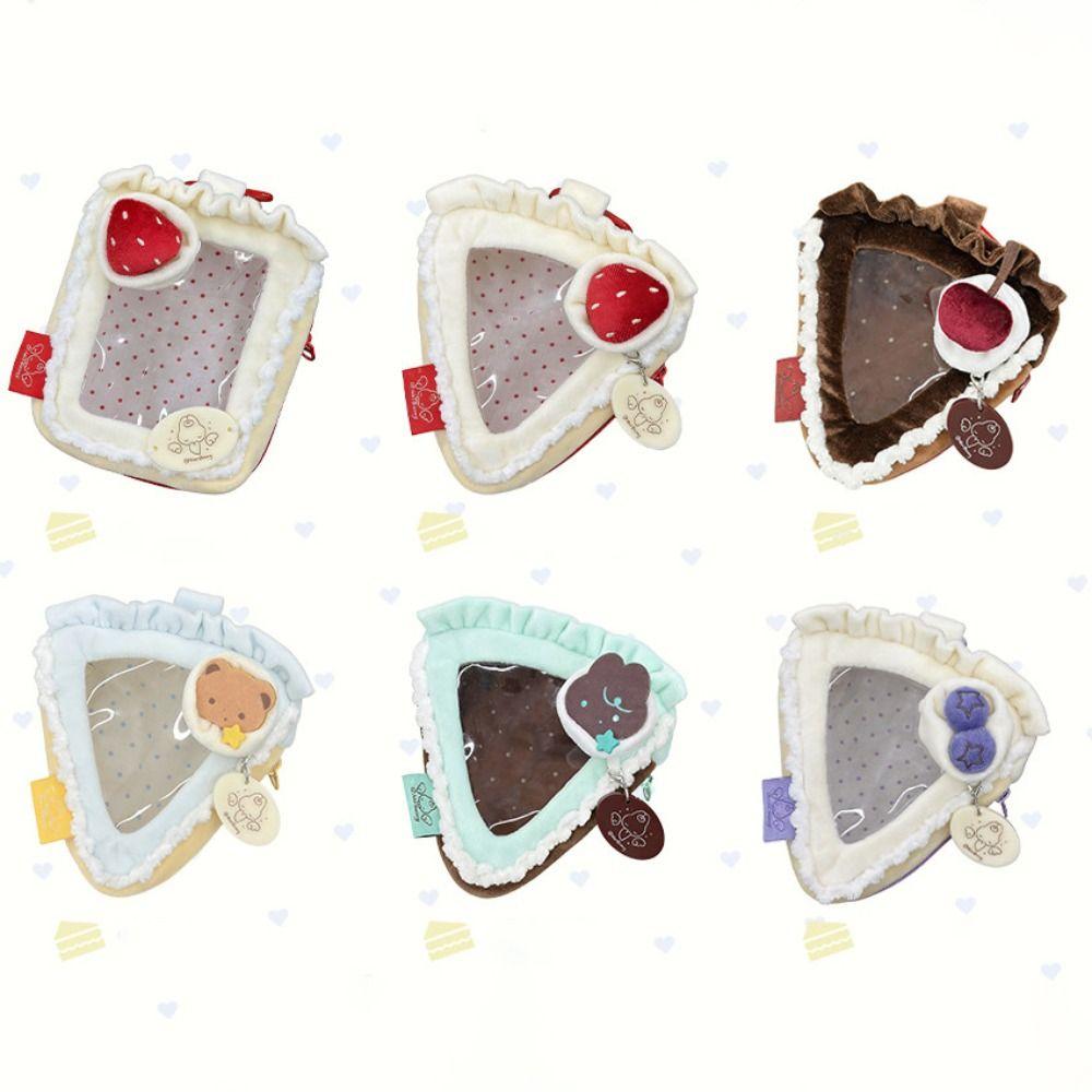 10cm Doll Display Bag Heart Keychain Charm Strawberry Cake Bag Clear Window Storage Pouch  Kpop