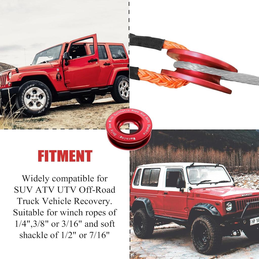 Recovery Ring 66,000 Lbs For Winch Snatch Compatible For SUV UTV ATV Off-Road Vehicle And Truck Pulley Towing Ring For Synthetic Rope And Soft