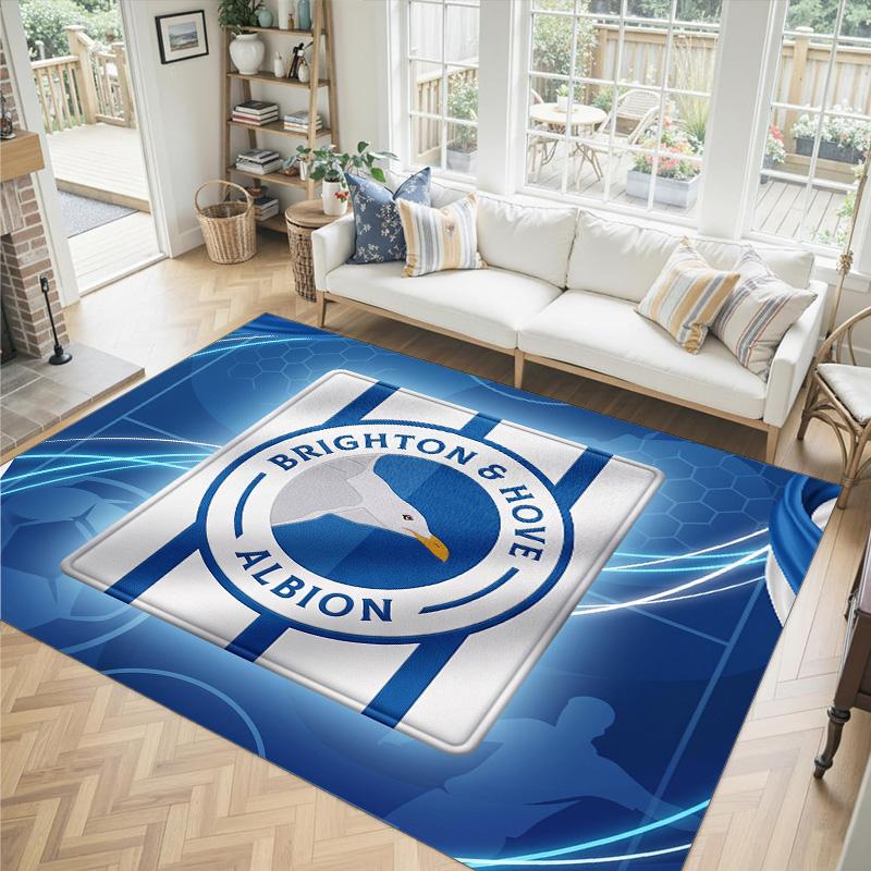 Brighton & Hove Albion Football Design Crystal Velvet Carpet Cozy Non?Slip Printed Rug For Bedroom Living Room Entrance