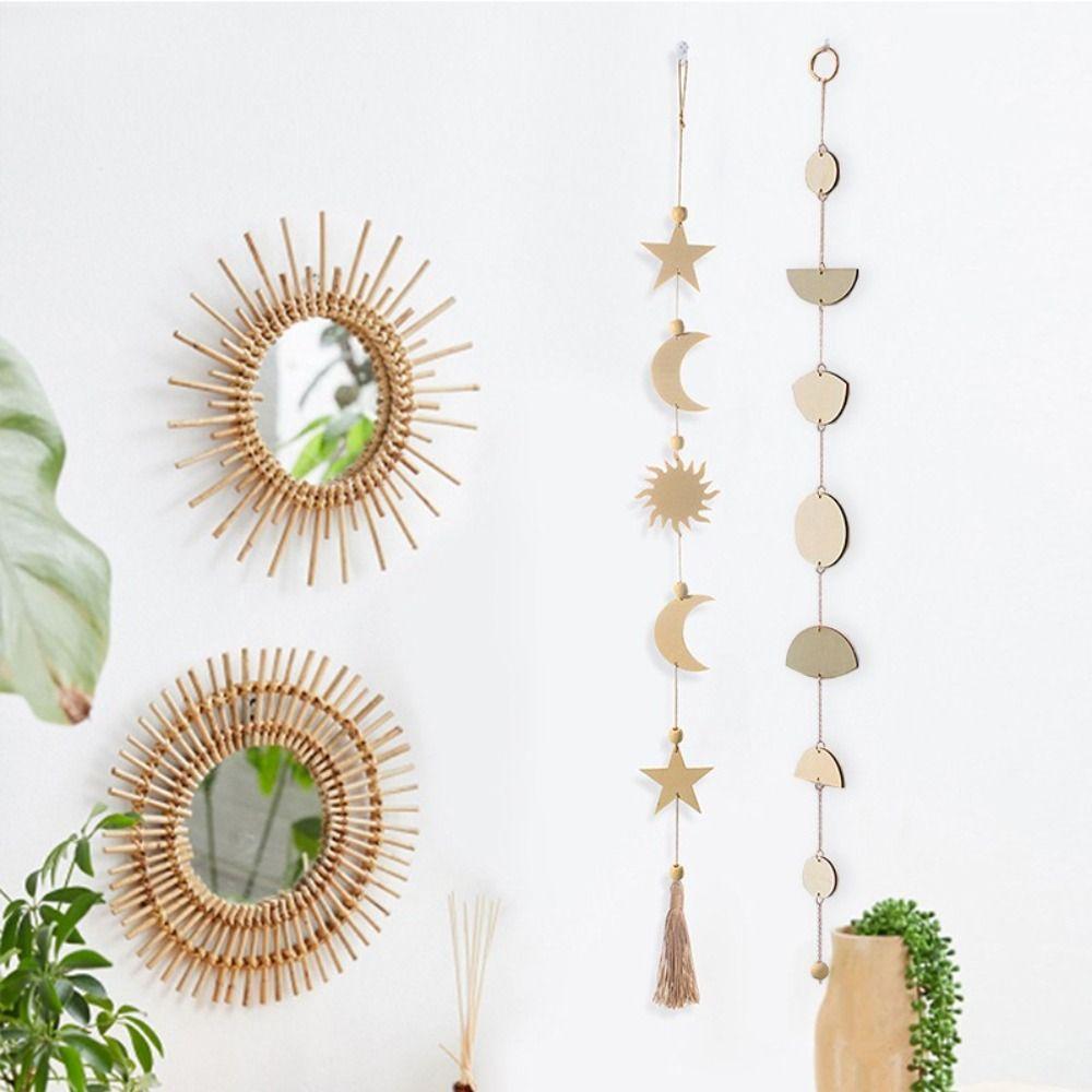 Living Room Wooden Boho Wall Hanging Wall Decor Moon Garland Moon Phase