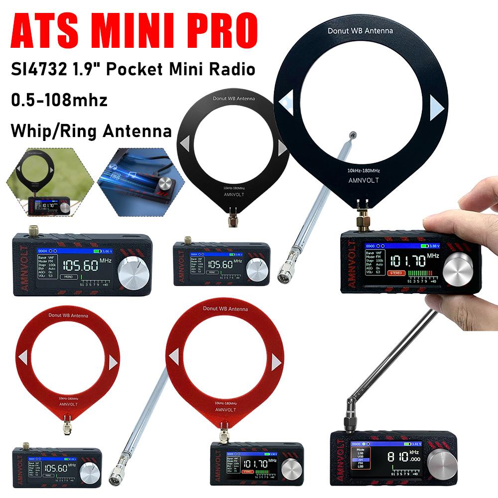 ATS MINI PRO SI4732 0.5-108mhz LSB USB AM FM Radio 1.9inch IPS Screen Radios HF SW MW VHF All Band Radio Receiver With Antenna