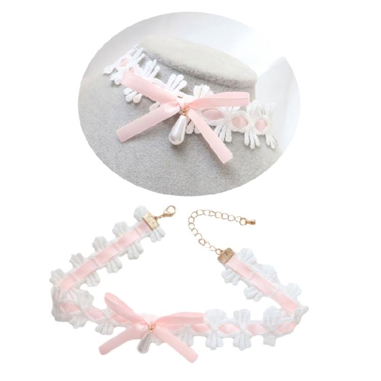 Bowknot Lace Collar Maid Choker Lace Alloy Material Perfect Gift for Cosplayer