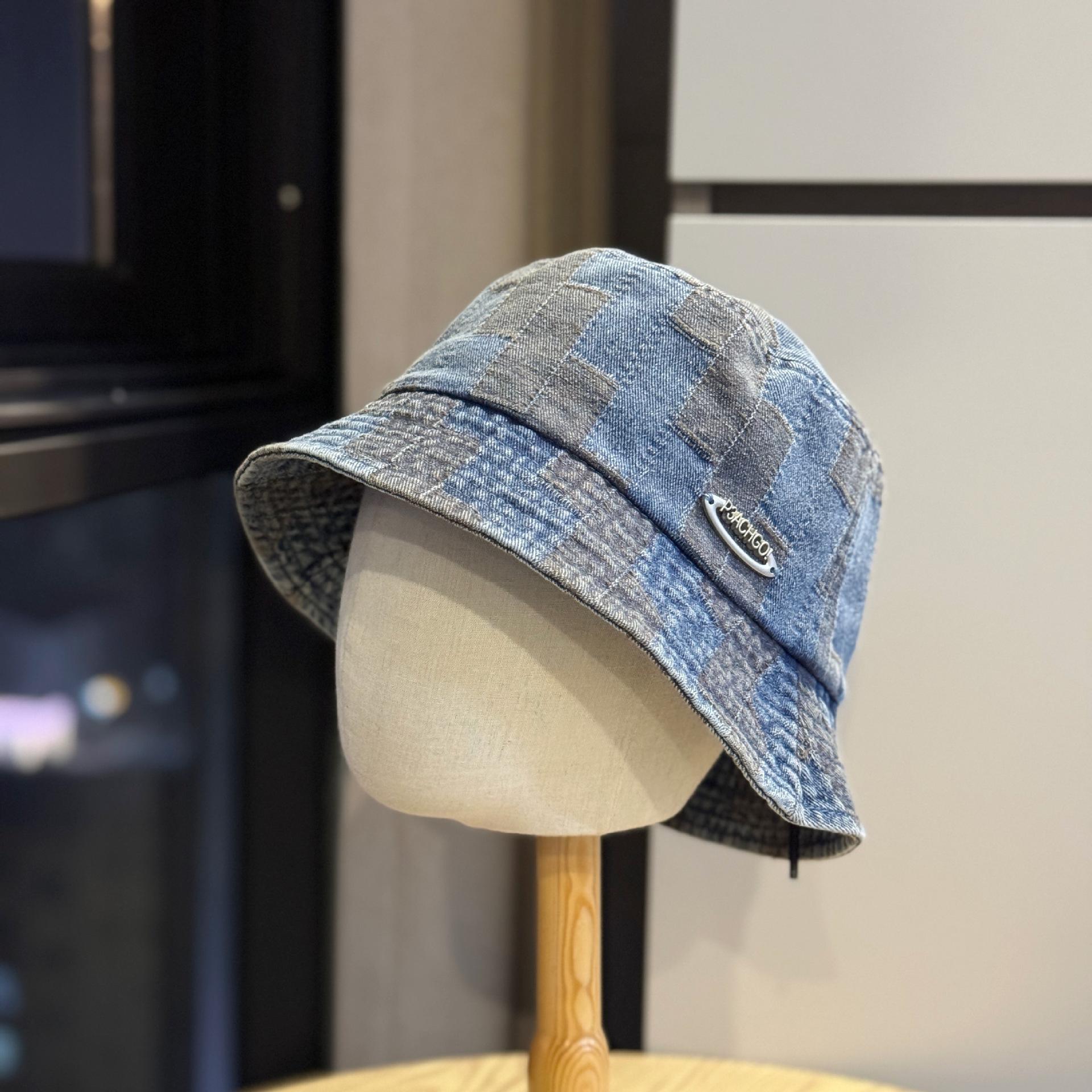 

Distressed Washed Denim Fisherman Hat for Women, Spring and Summer, Japanese Style, Versatile, Face-Slimming Bucket Hat, Large Head Circumference, Adult54-60Adjustable світло-синій колір