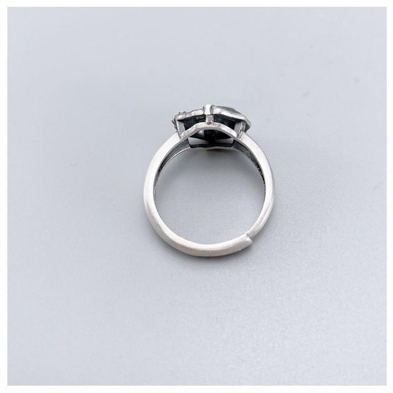 Adjustable Open Ring Women Men Sterling Koi Fish Design Vintage Geometric Finger