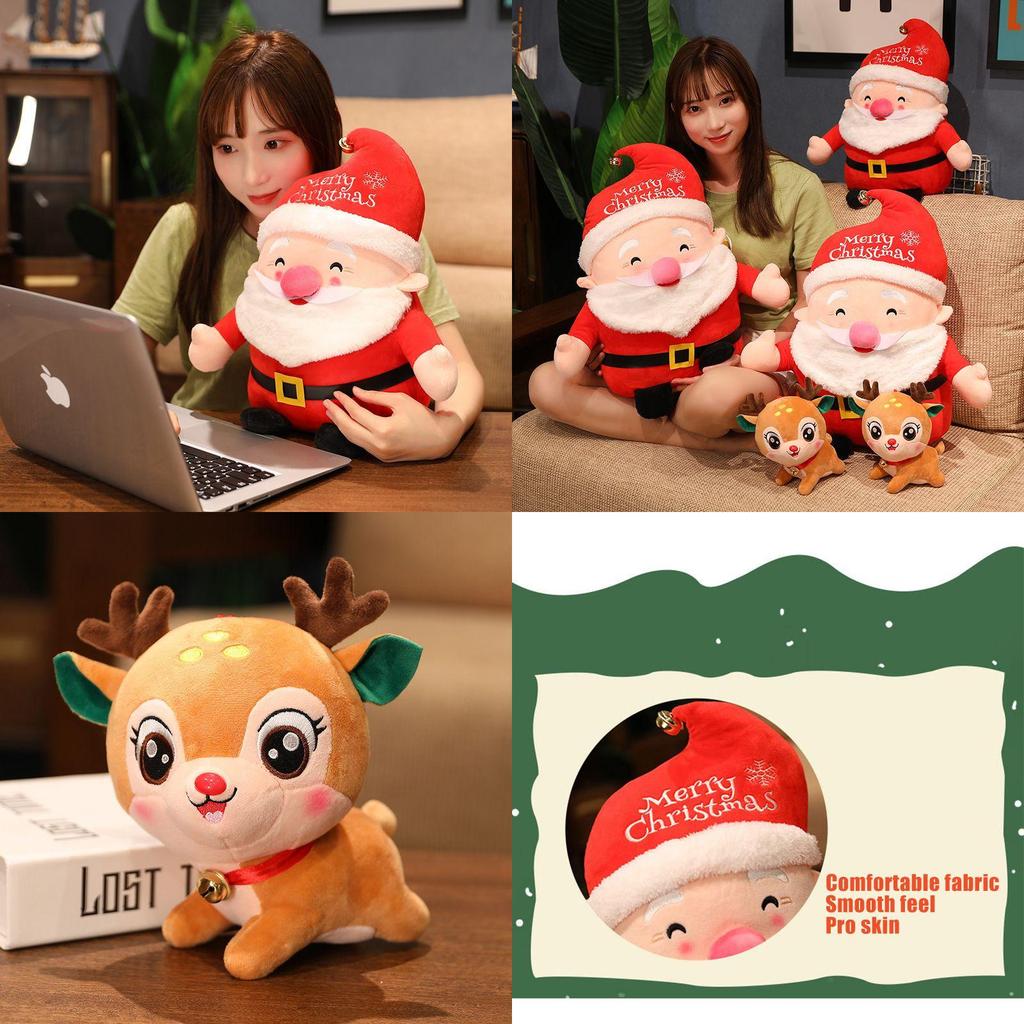 Cute Christmas Santa Claus Deer Plush Toy Doll For Kids