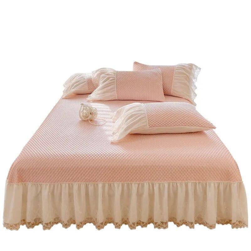 

AI WINSURE 3 шт. королевское покрывало для лета, романтический охлаждающий спальный коврик для кондиционирования воздуха с кружевными оборками, можно стирать в машине 245x250cm 96x98inch