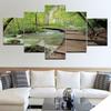 5 Panel HD Print Green Forest Wood Bridge Wall Posters Print On Canvas Art Painting For Home Living Room Decoration