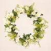Artificial Door Wreath with Daisys Flower Green Wreath Front Door Wreath for Wedding Party Room Farmhouse Decors