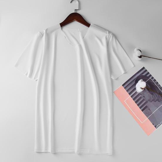 Men T-shirt Short Sleeves V Neck Slim M To 4XL Quick Dry Streetwear Solid Color Summer Casual Tee Shirt Top Sports Wear