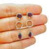 Natural Garnet Dangle Earrings, 925 Sterling Silver