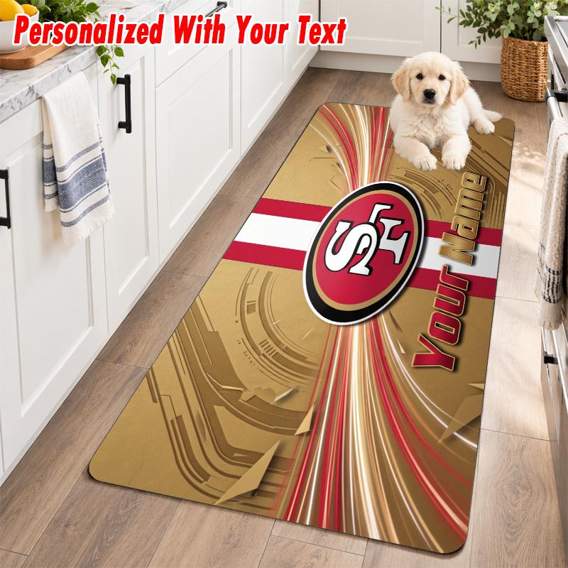 San Francisco 49ers Custom Name Flannel Rug Kitchen Mat Non Slip Floor Carpet Personalized Home Decor