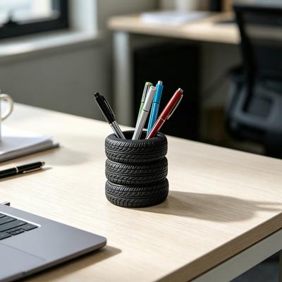 Yousheng Stacked Tire Shape Pen Holder, Creative Desk Organizer, Stationery Holder for Makeup Brushes, Student Office