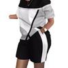 Women's Geometric Color Block Short Sleeve T-Shirt & Shorts Two Piece Casual Tracksuit Summer Outfit