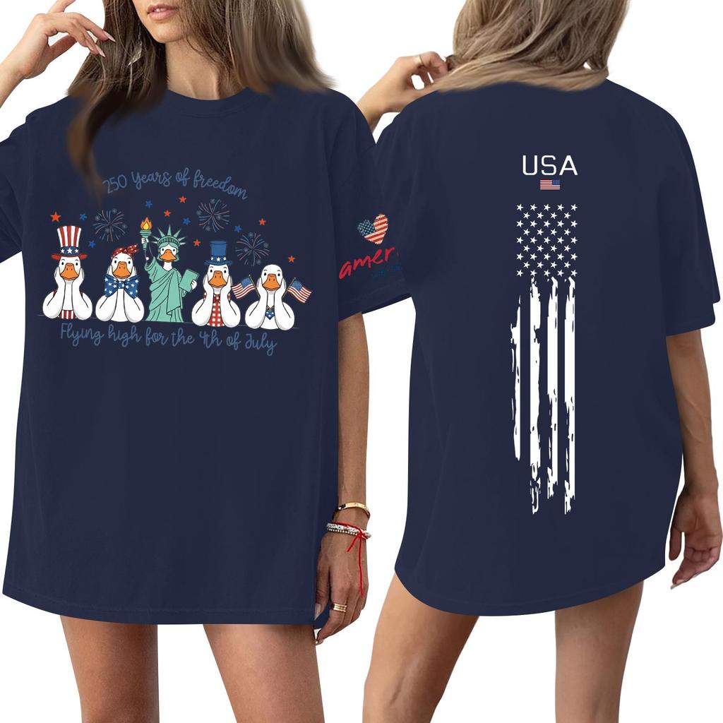 Women's Casual Fashion Round Neck Casual Print Short Sleeve T-Shirt Top