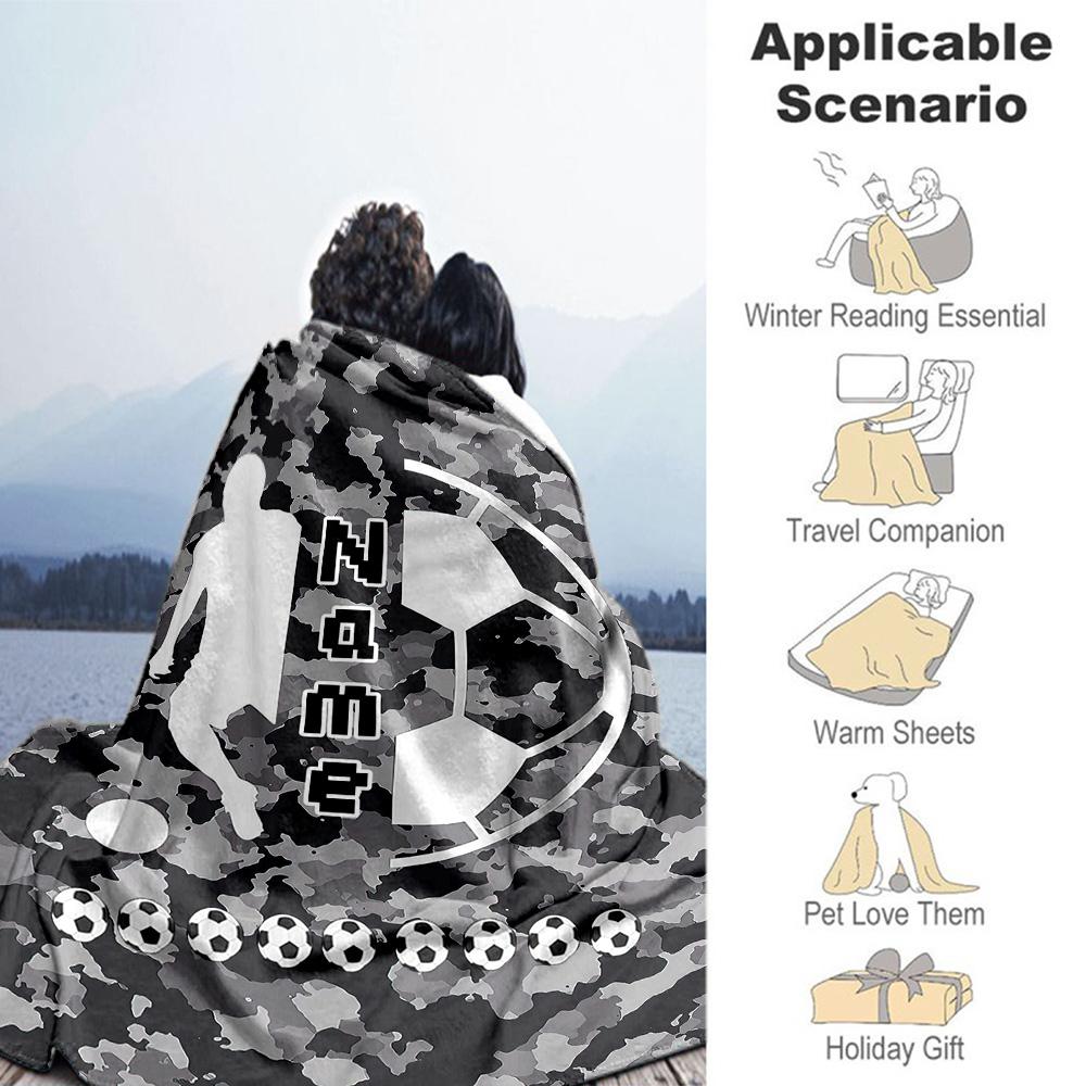 Football Customize Text Blanket Throw Personalized Blanket Ultra-Soft Great for Bed Chair Living Room Couch for All Occasions