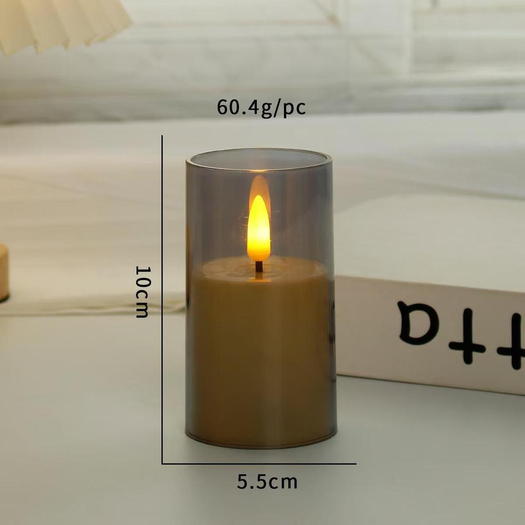 LED Electronic Candle Light Strip with Transparent Lampshade for Bar, Restaurant, KTV, Party, and Outdoor Camping Decor.