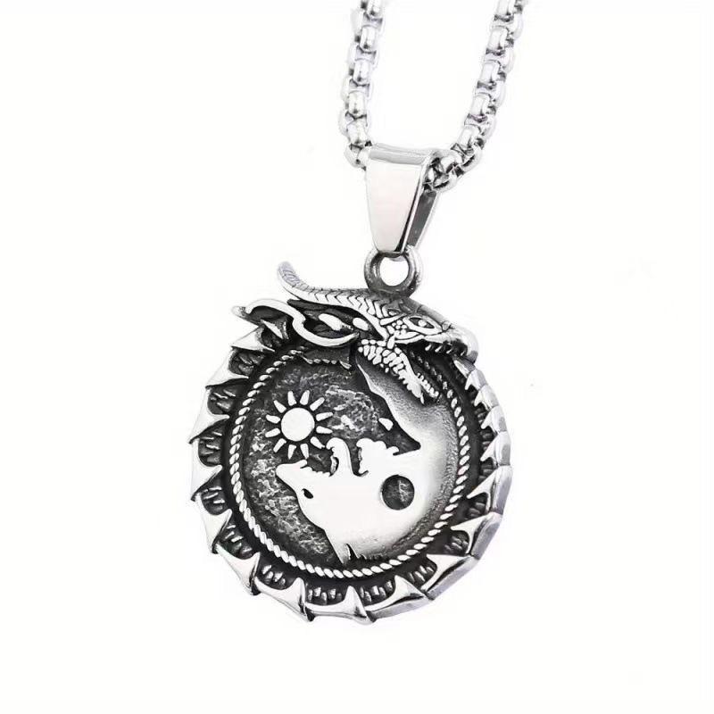 

Vintage Dragon Nordic Mythical Pendant Necklace Talisman Viking Style Necklace Valentine s Day Gift for Men and Women чёрный